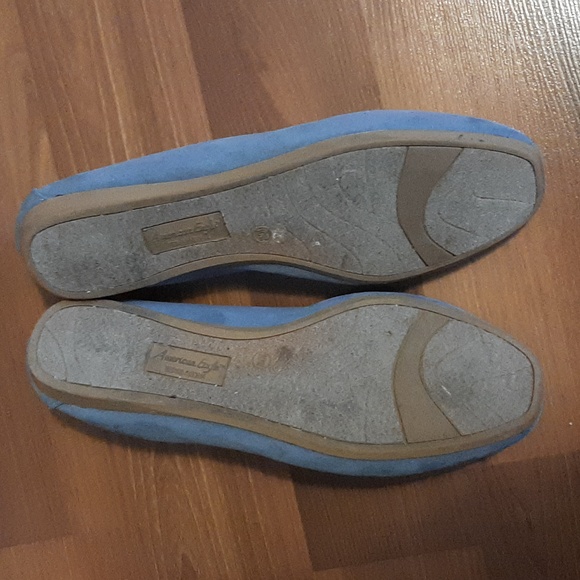 AMERICAN EAGLE Faux Suede Blue Ballerina Flats - Ladies Size 10W - Picture 3 of 9